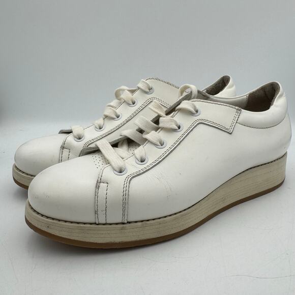 Acne Studios White Leather Platform Sneakers Sz 37~US 6.5–7 Minimalist Designer - Picture 3 of 8